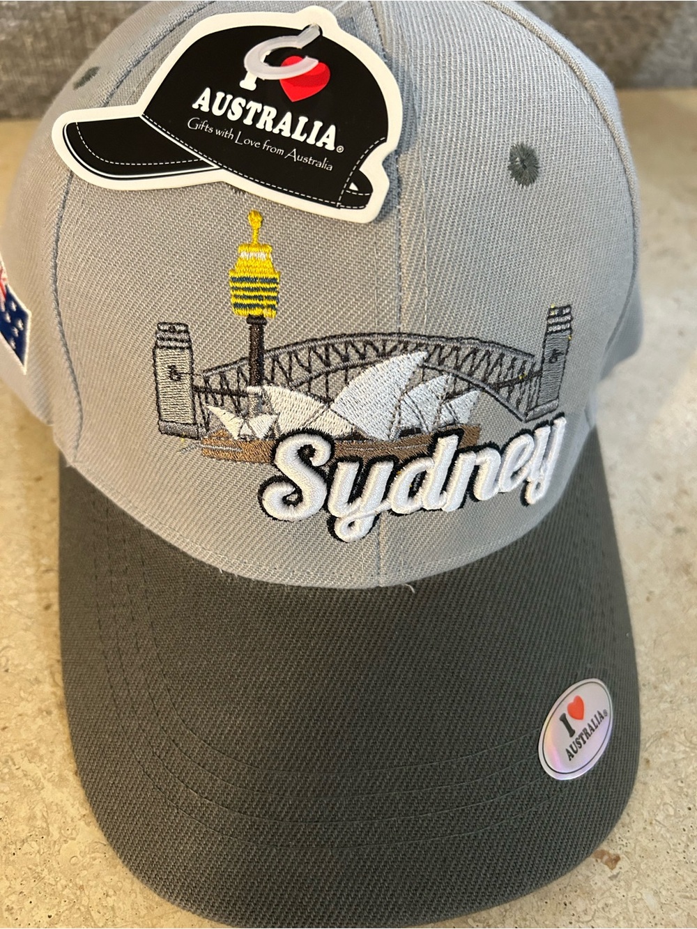 Sydney Embroidered Baseball Cap - Grey/Olive UNISEX